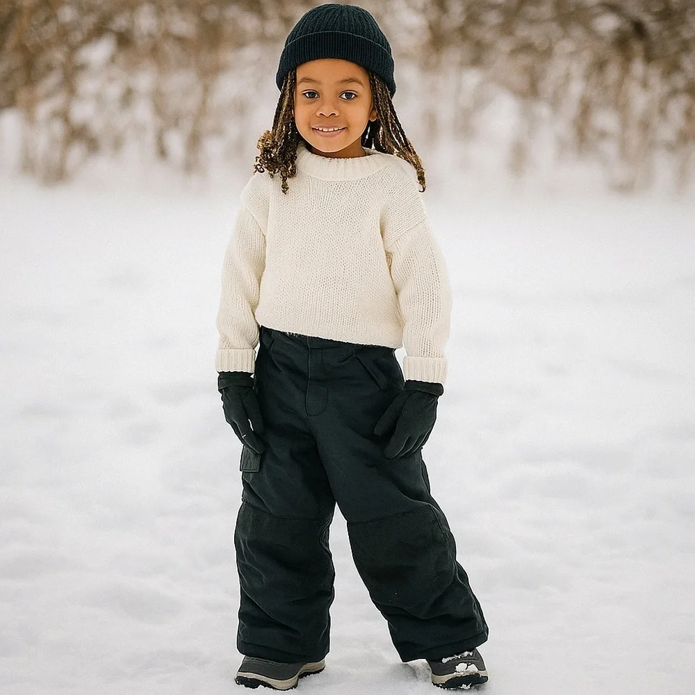 Slalom Black Insulated Water Resistant Kids Unisex Snow Pants Size S 6/7